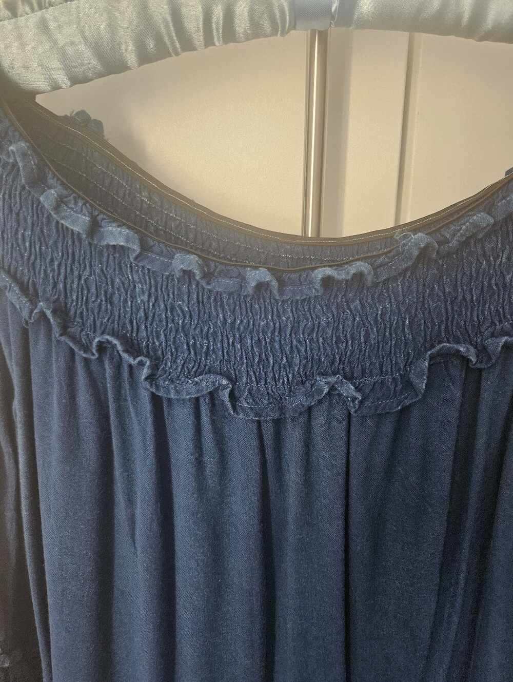 Style Envy Navy Blue Off-Shoulder Ruffle Tunic - Picture 2 of 6